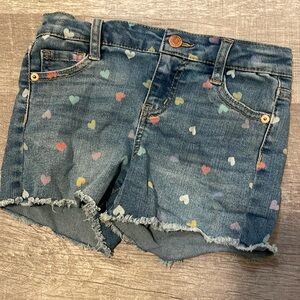 Girls 6/6x Denim Shorts with colorful hearts